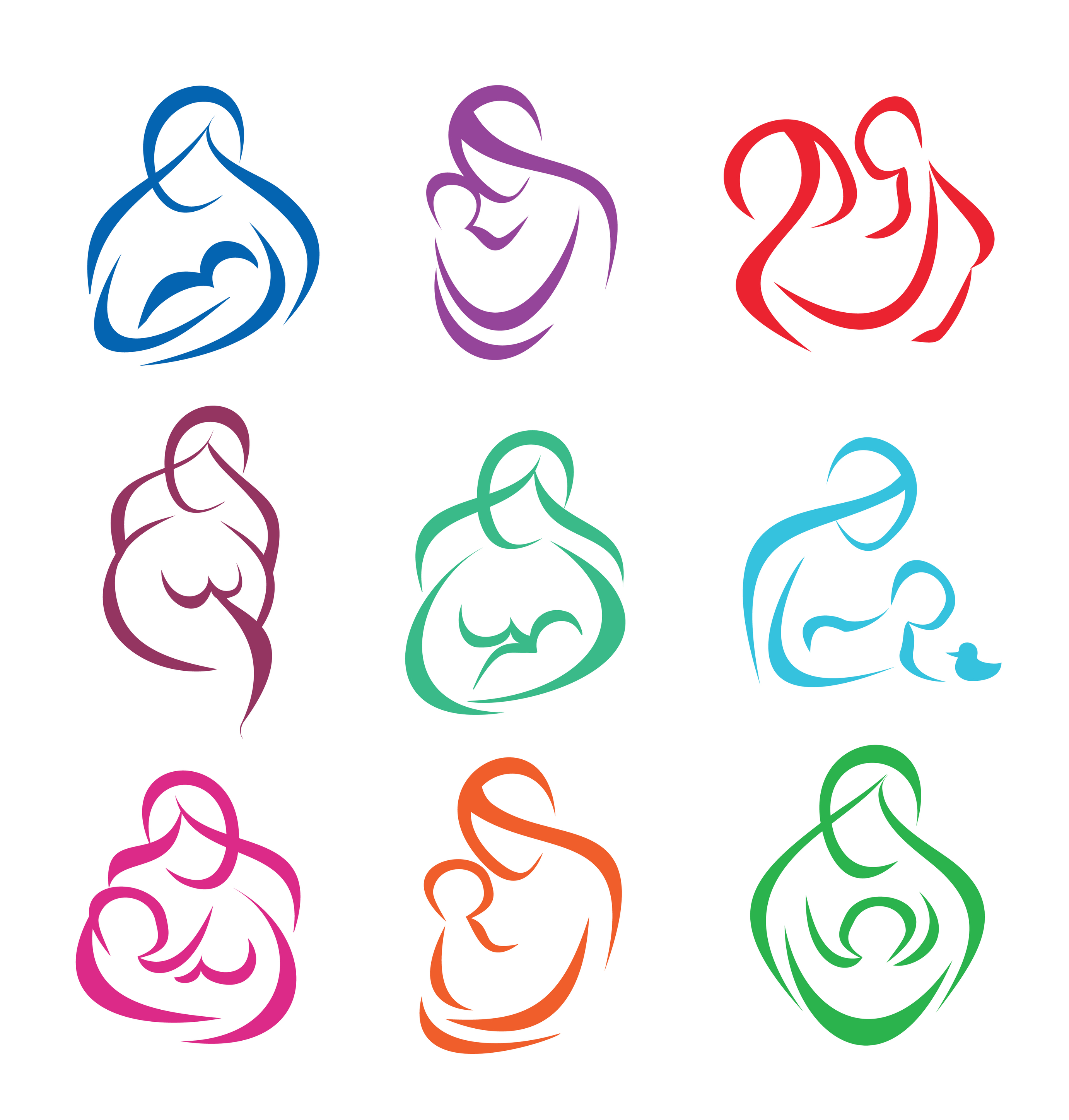 Set of mother and baby symbols, vector illustration