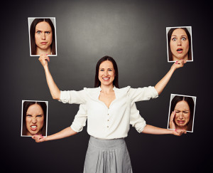 woman with different emotional faces
